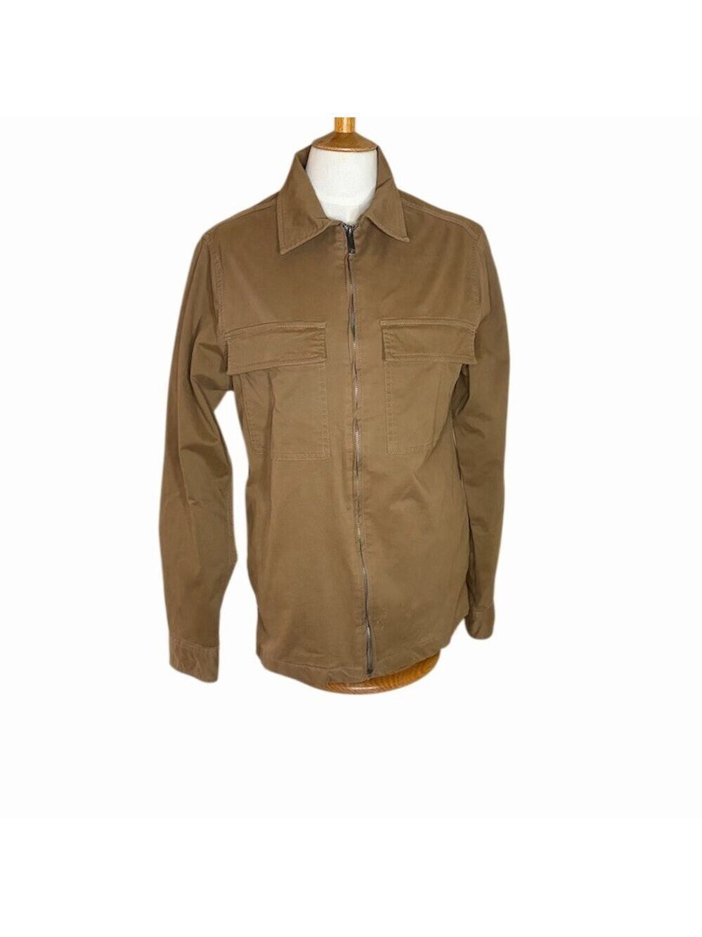 Denim & Flower Utility Shirt Jacket Mens S Brown Full Zip Workwear